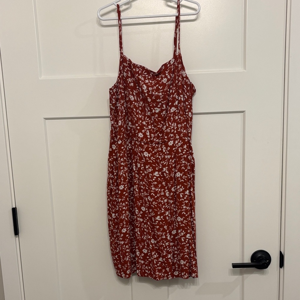 Buckle Red Floral Mini Dress